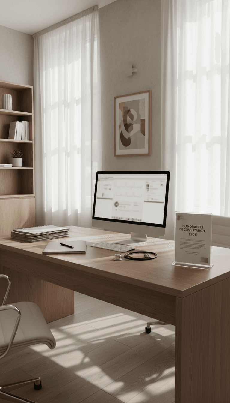 Bureau de consultation du neurologue avec documents de facturation